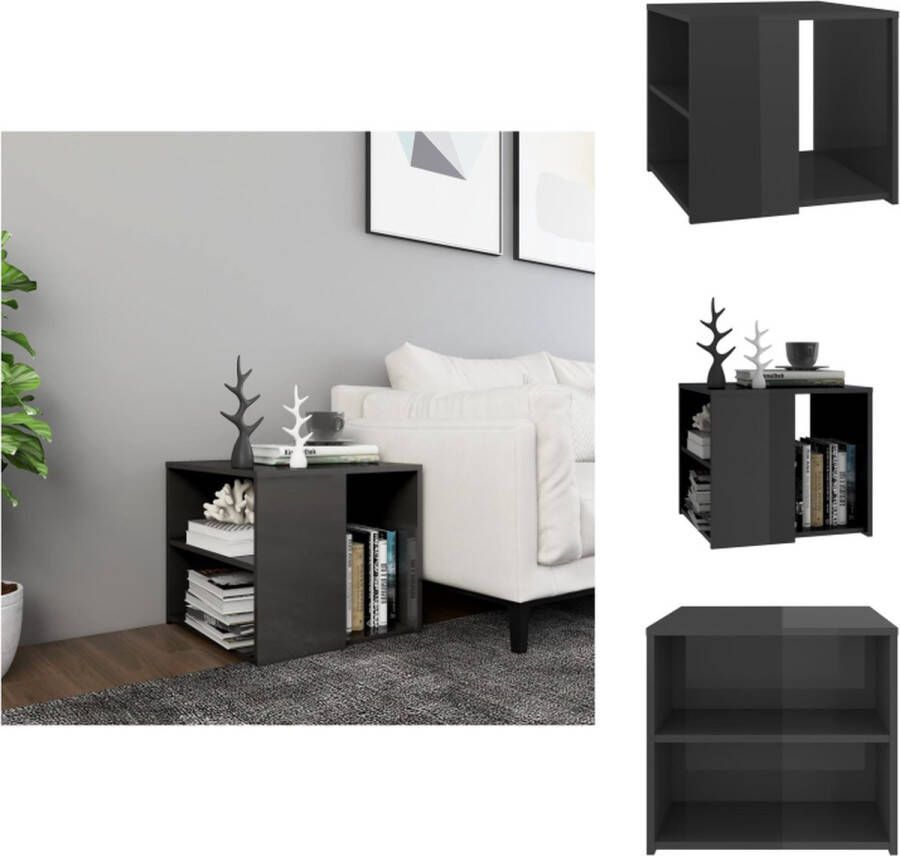 VidaXL Bijzettafeltje Bijzettafeltjes Salontafel Salontafels Bijzettafel 50x50x45 cm bewerkt hout hoogglans grijs - Foto 2