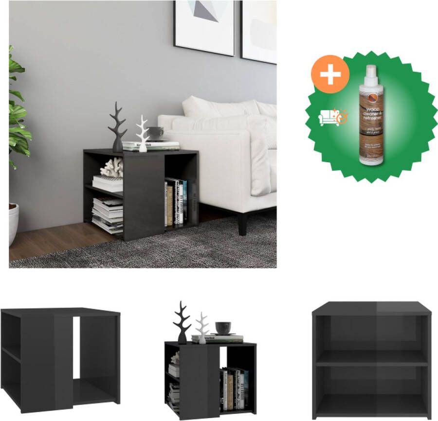 VidaXL Bijzettafel 50x50x45 cm spaanplaat hoogglans grijs Tafel Inclusief Houtreiniger en verfrisser