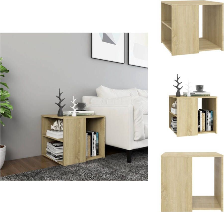 VidaXL Bijzettafeltje Bijzettafeltjes Salontafel Salontafels Bijzettafel 50x50x45 cm bewerkt hout sonoma eikenkleurig - Foto 2