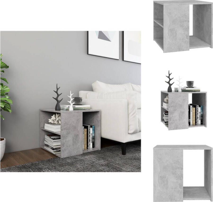 VidaXL Bijzettafeltje Bijzettafeltjes Salontafel Salontafels Bijzettafel 50x50x45 cm bewerkt hout betongrijs - Foto 2