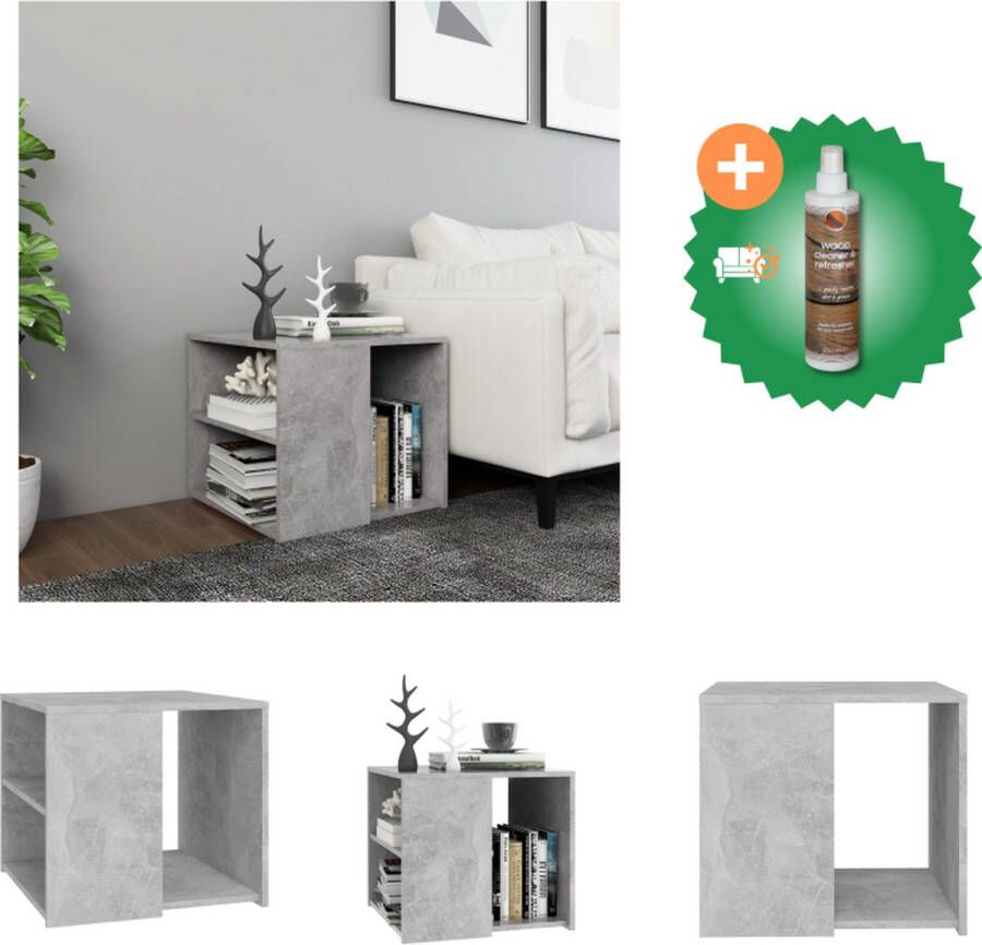VidaXL Bijzettafel 50x50x45 cm spaanplaat betongrijs Tafel Inclusief Houtreiniger en verfrisser