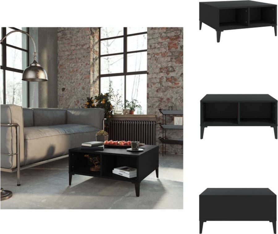 VidaXL Salontafel Scandinavische Charme Zwarte S Opbergschappen 60x60x30cm Hout Tafel