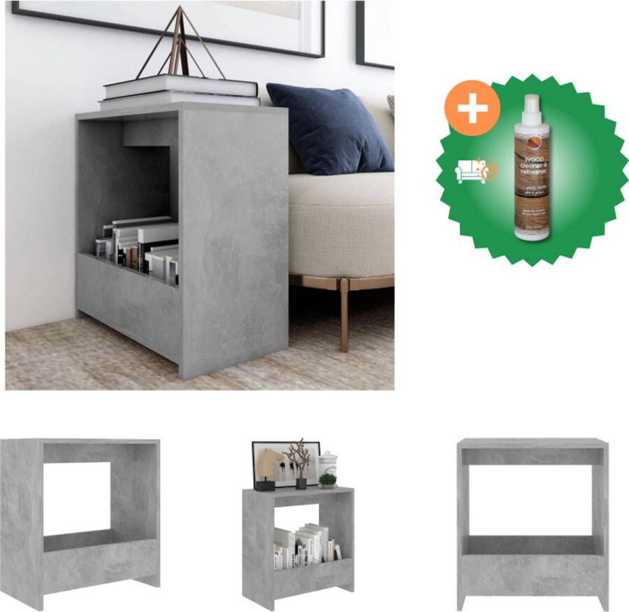 VidaXL Woonkamertafel betongrijs 50x26x50 cm open vak spaanplaat montage vereist Tafel Inclusief Houtreiniger en verfrisser