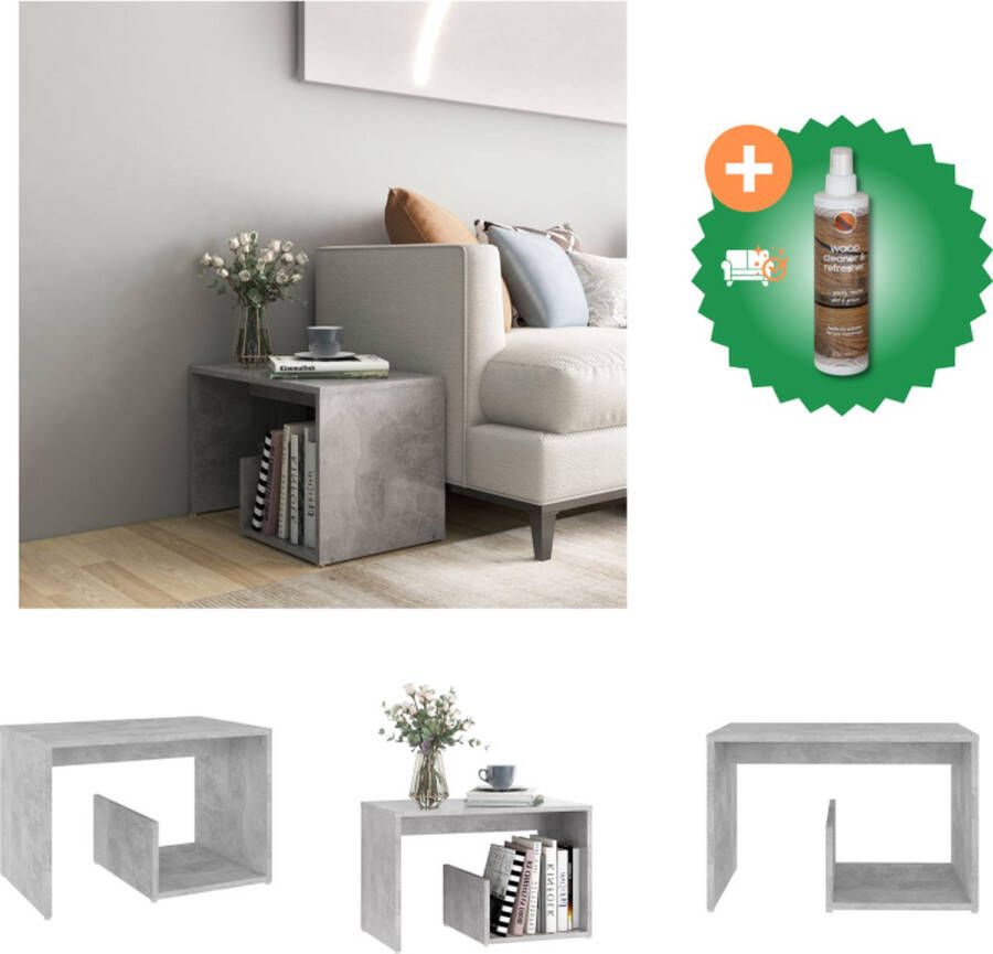 VidaXL Woonkamertafel Betongrijs 59 x 36 x 38 cm Praktisch en Trendy Tafel Inclusief Houtreiniger en verfrisser