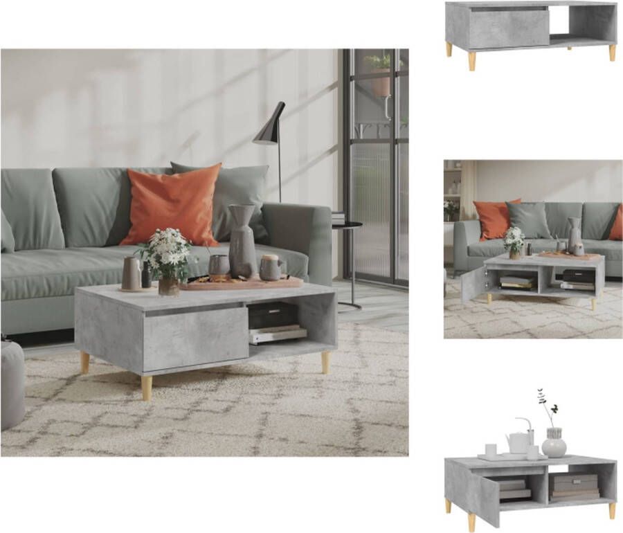 VidaXL Tafel Tafels Tafeltje Tafeltjes Salontafel 90x60x35 cm bewerkt hout betongrijs - Foto 4