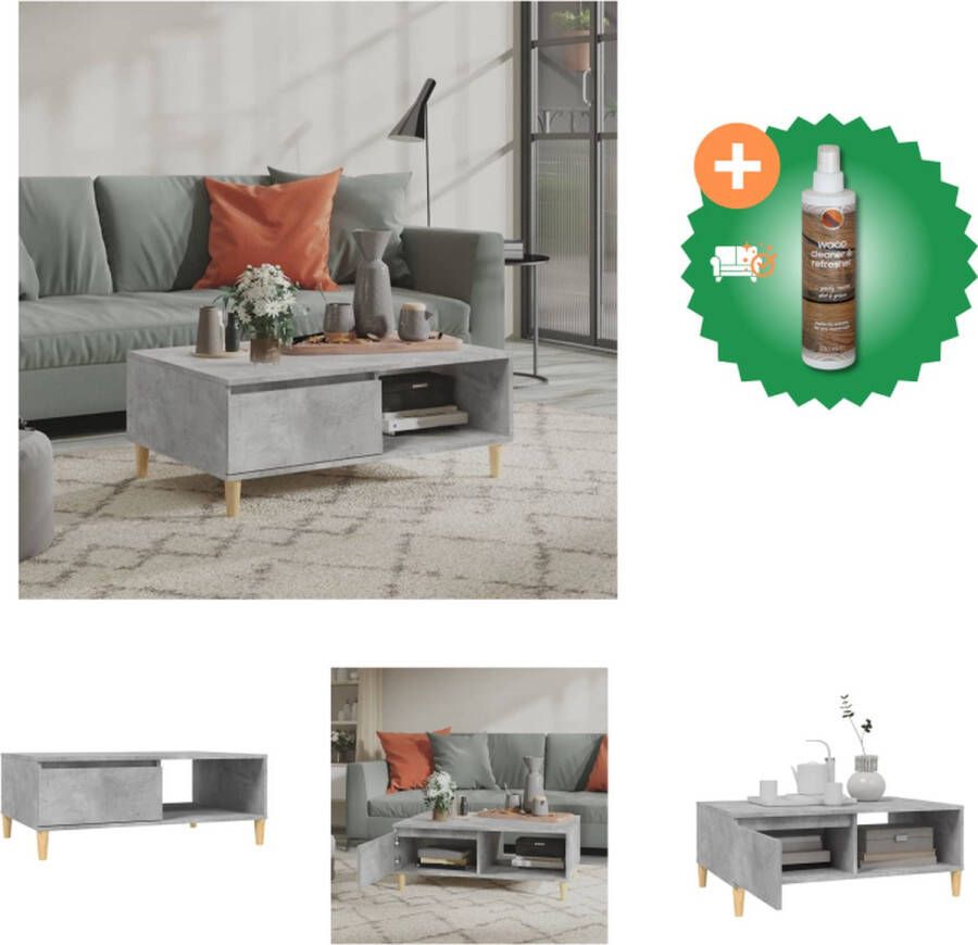 VidaXL Middentafel Betongrijs 90 x 60 x 35 cm Spaanplaat en Metaal Tafel Inclusief Houtreiniger en verfrisser - Foto 2