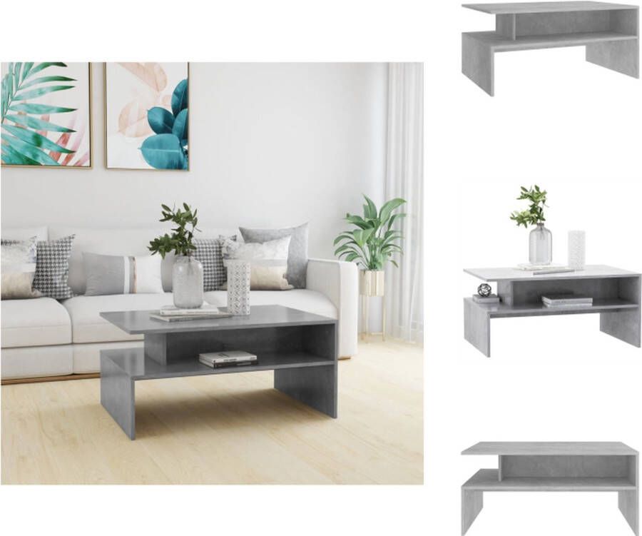 VidaXL Salontafel Salontafels Koffietafel Koffietafels Salontafel 90x60x42 5 cm bewerkt hout betongrijs - Foto 2
