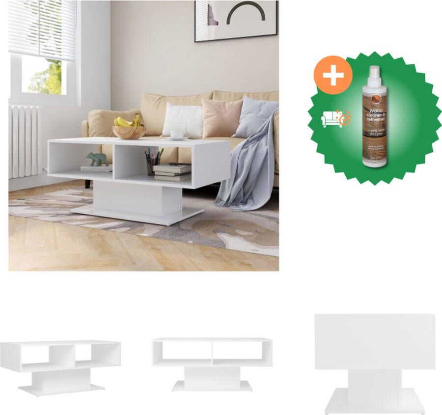 VidaXL Woonkamertafel Bijzettafel met opslagschap 103.5x50x44.5 cm Wit Bewerkt hout Tafel Inclusief Houtreiniger en verfrisser