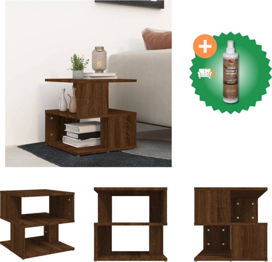 VidaXL Bijzettafel Industrieel 40 x 40 x 40 cm Bruineiken hout en staal Tafel Inclusief Houtreiniger en verfrisser - Foto 2
