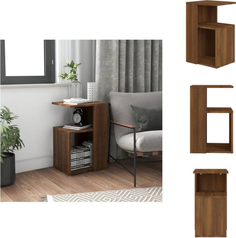 VidaXL Bijzettafel Bijzettafels Salontafel Woonkamertafel Bijzettafel 36x30x56 cm bewerkt hout bruineikenkleurig