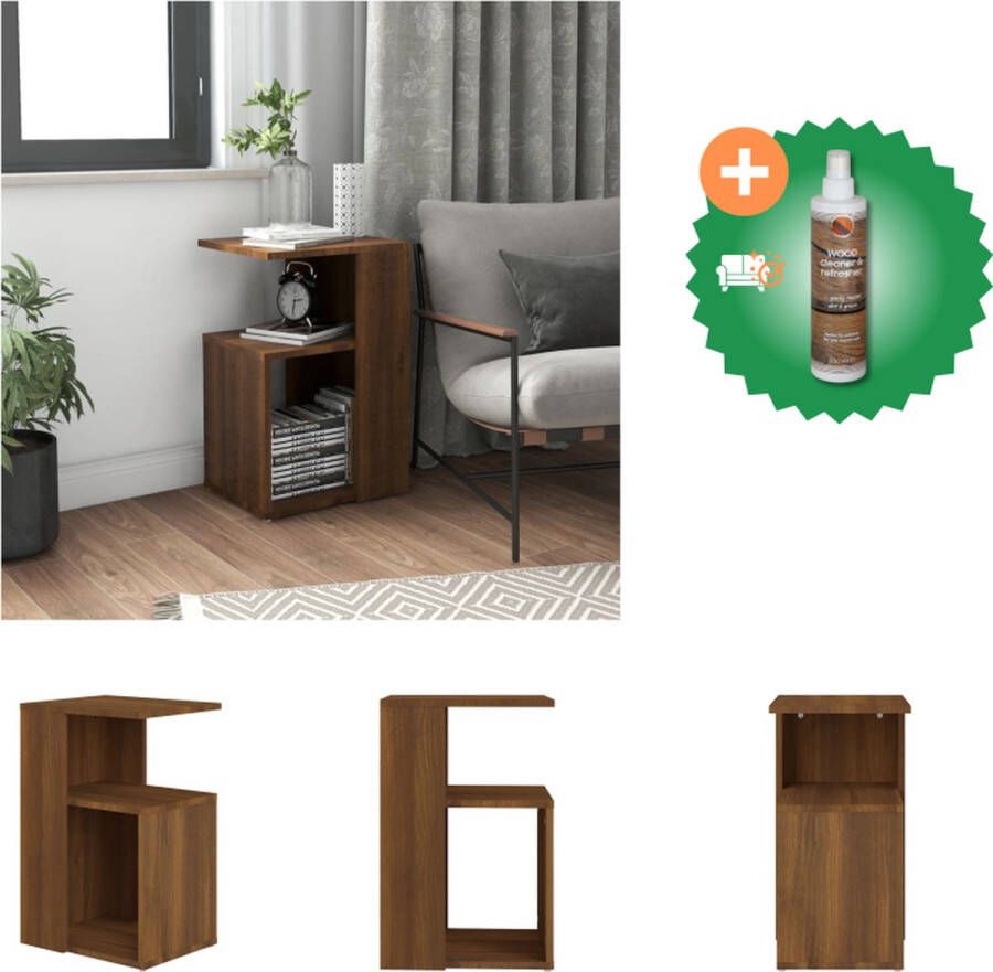 VidaXL Bijzettafel 36x30x56 cm bewerkt hout bruineikenkleurig Tafel Inclusief Houtreiniger en verfrisser