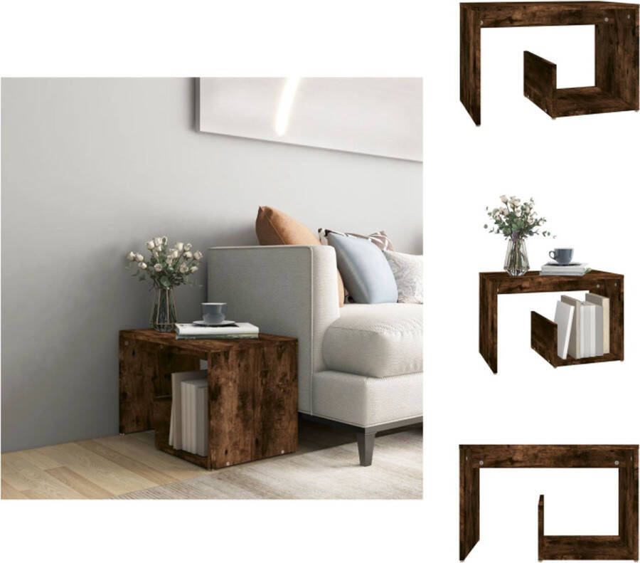VidaXL Bijzettafel Bijzettafels Eindtafel Salontafel Bijzettafel 59x36x38 cm bewerkt hout gerookt eikenkleurig