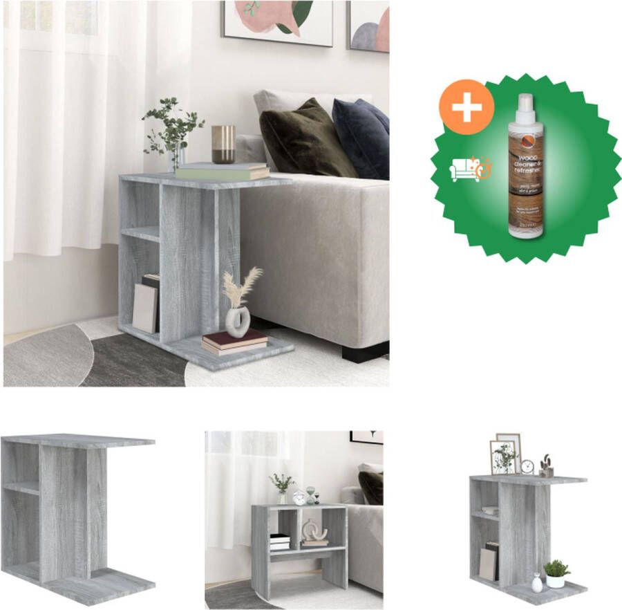 VidaXL Bijzettafel 50x30x50 cm bewerkt hout grijs sonoma eikenkleurig Tafel Inclusief Houtreiniger en verfrisser