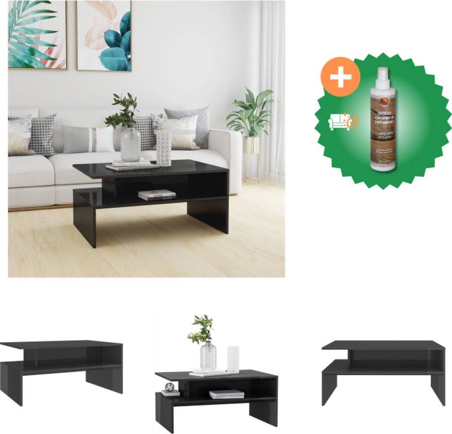 VidaXL Woonkamertafel hoogglans grijs 90x60x42.5 cm Montage vereist Tafel Inclusief Houtreiniger en verfrisser