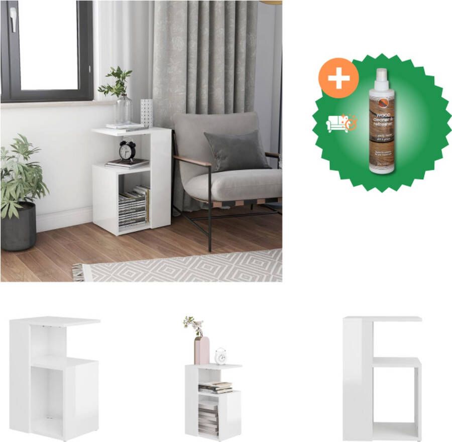 VidaXL Woonkamertafel Hoogglans wit 36 x 30 x 56 cm Montage vereist Tafel Inclusief Houtreiniger en verfrisser