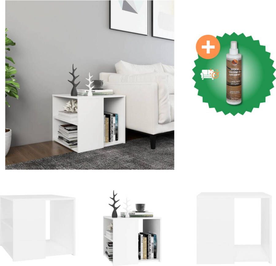 VidaXL Bijzettafel 50x50x45 cm bewerkt hout wit Tafel Inclusief Houtreiniger en verfrisser