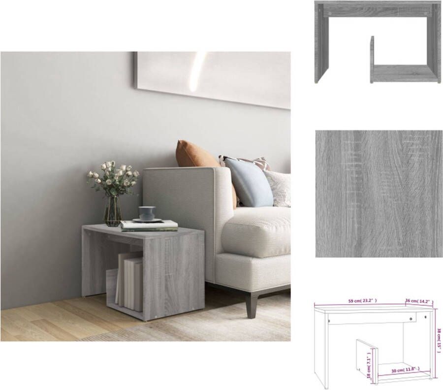 VidaXL Bijzettafel Bijzettafels Eindtafel Salontafel Bijzettafel 59x36x38 cm bewerkt hout grijs sonoma eikenkleurig