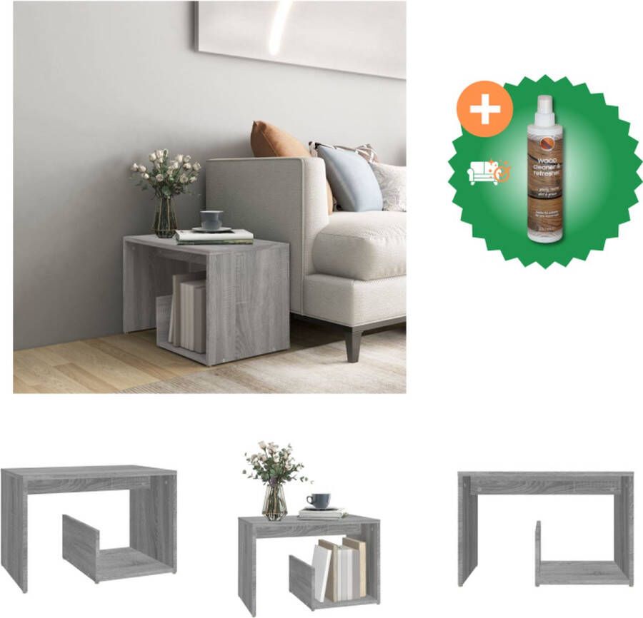 VidaXL Bijzettafel 59x36x38 cm bewerkt hout grijs sonoma eikenkleurig Tafel Inclusief Houtreiniger en verfrisser