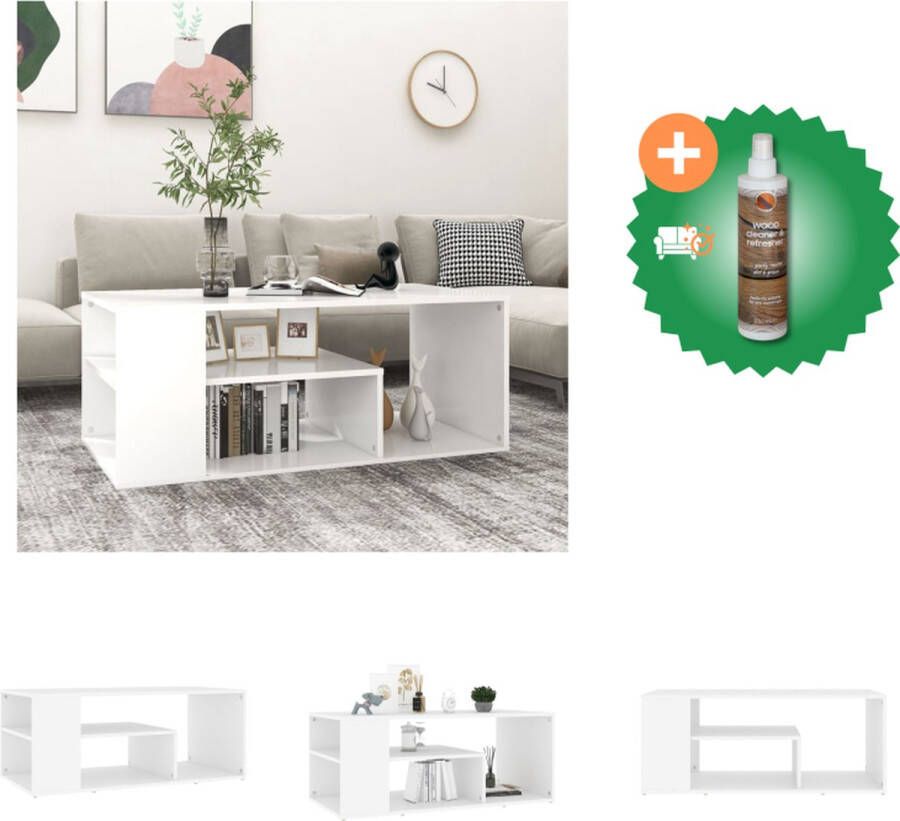 VidaXL Woonkamertafel Salontafel 100 x 50 x 40 cm wit spaanplaat Tafel Inclusief Houtreiniger en verfrisser