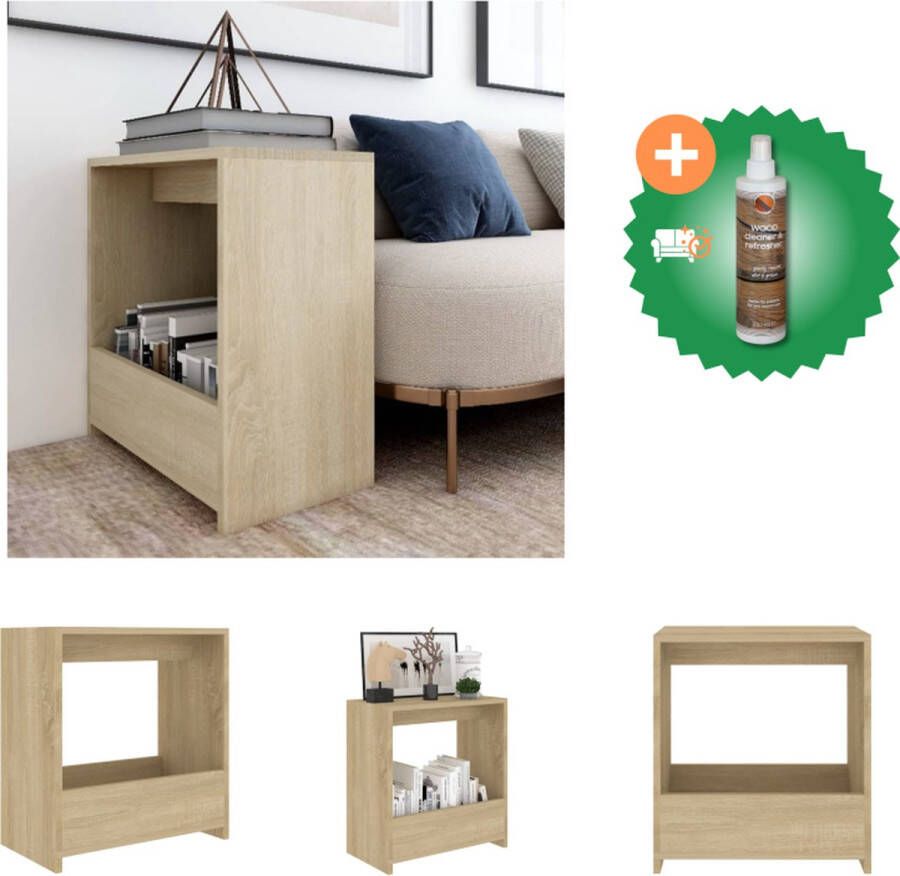 VidaXL Woonkamertafel Sonoma Eiken 50 x 26 x 50 cm Met Open Vak Tafel Inclusief Houtreiniger en verfrisser