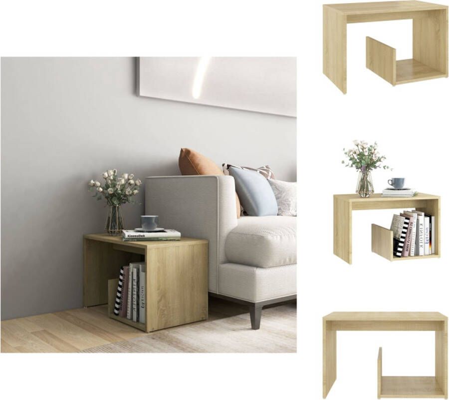 VidaXL Bijzettafel Bijzettafels Tafeltje Tafeltjes Bijzettafel 59x36x38 cm bewerkt hout sonoma eikenkleurig
