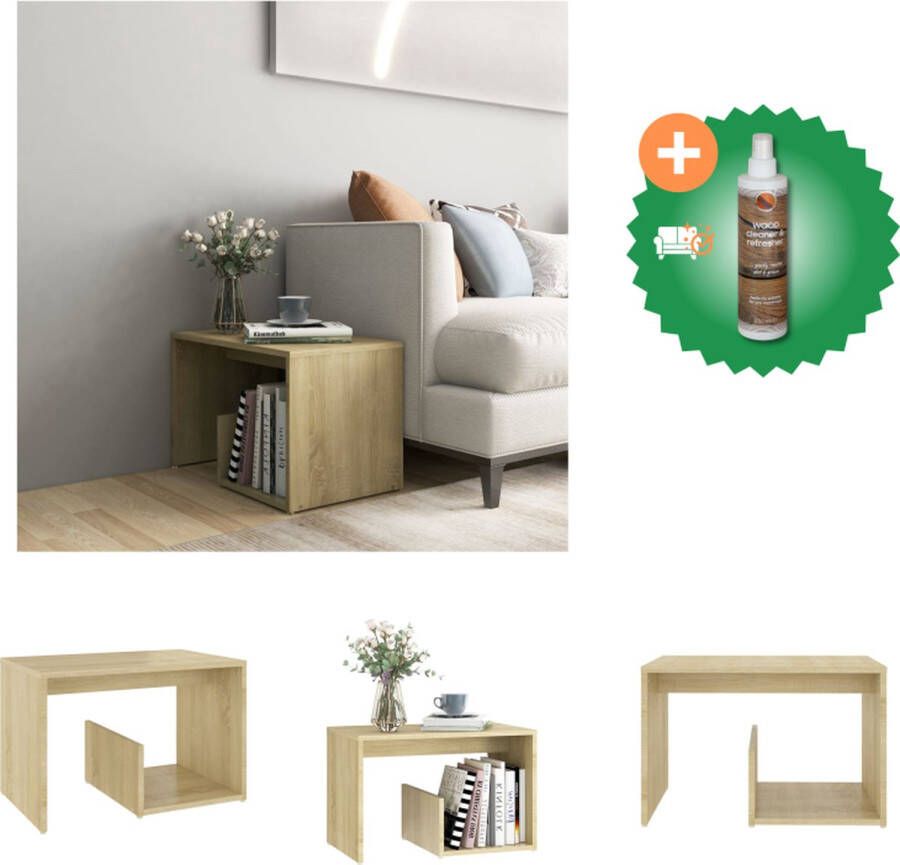 VidaXL Woonkamertafel Sonoma eiken 59 x 36 x 38 cm praktisch en trendy Tafel Inclusief Houtreiniger en verfrisser