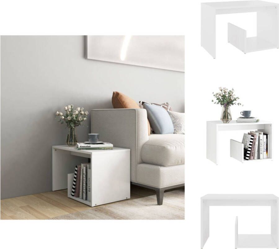 VidaXL Bijzettafel Bijzettafels Tafeltje Tafeltjes Bijzettafel 59x36x38 cm bewerkt hout wit