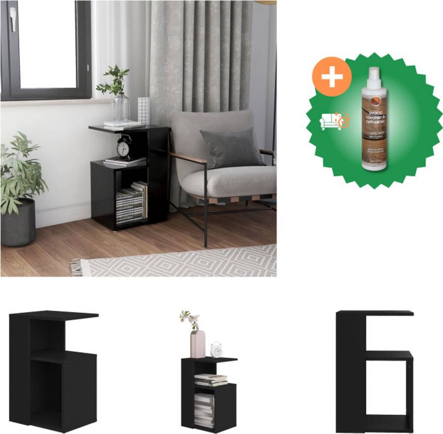 VidaXL Woonkamertafel zwart spaanplaat 36x30x56 cm stabiel oppervlak Tafel Inclusief Houtreiniger en verfrisser