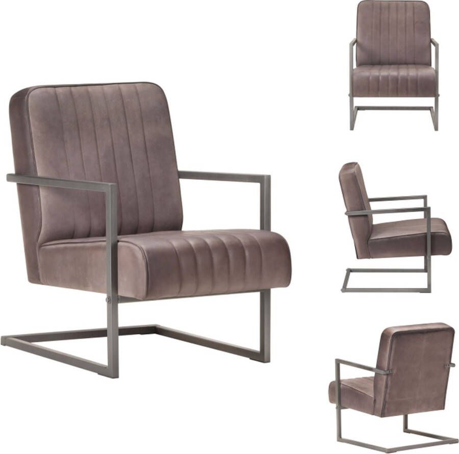 vidaXL Zetel Retro Zacht leer Verweerd bruin 60x75x80cm Zwevend ontwerp Fauteuil