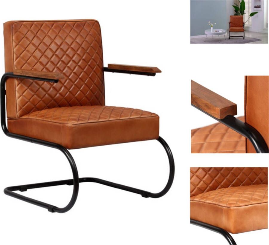 VidaXL Zitstoel Stoelen 63x75x88 cm Lichtbruin Leer Fauteuil