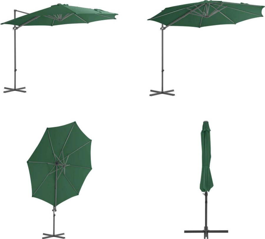 VidaXL Zweefparasol met stalen paal 300 cm groen Hangende Parasol Tuinset Buitenschilderij Zonnezegel Zonnescherm Outdoor Decor Zweefparasol Zweefparasols Parasol Tuinparasol - Foto 2