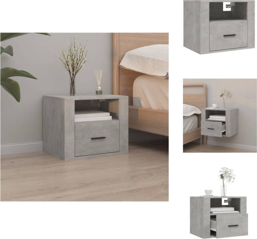 VidaXL Wandnachtkastje Wandnachtkastjes Wandgemonteerd Nachtkastje Wandgemonteerd Bedkastje Nachtkastje wandgemonteerd 50x36x40 cm betongrijs