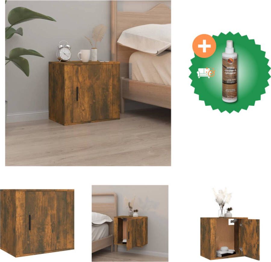 VidaXL zwevend nachtkastje Gerookt Eiken 50x30x47 cm Duurzaam bewerkt hout Kast Inclusief Houtreiniger en verfrisser
