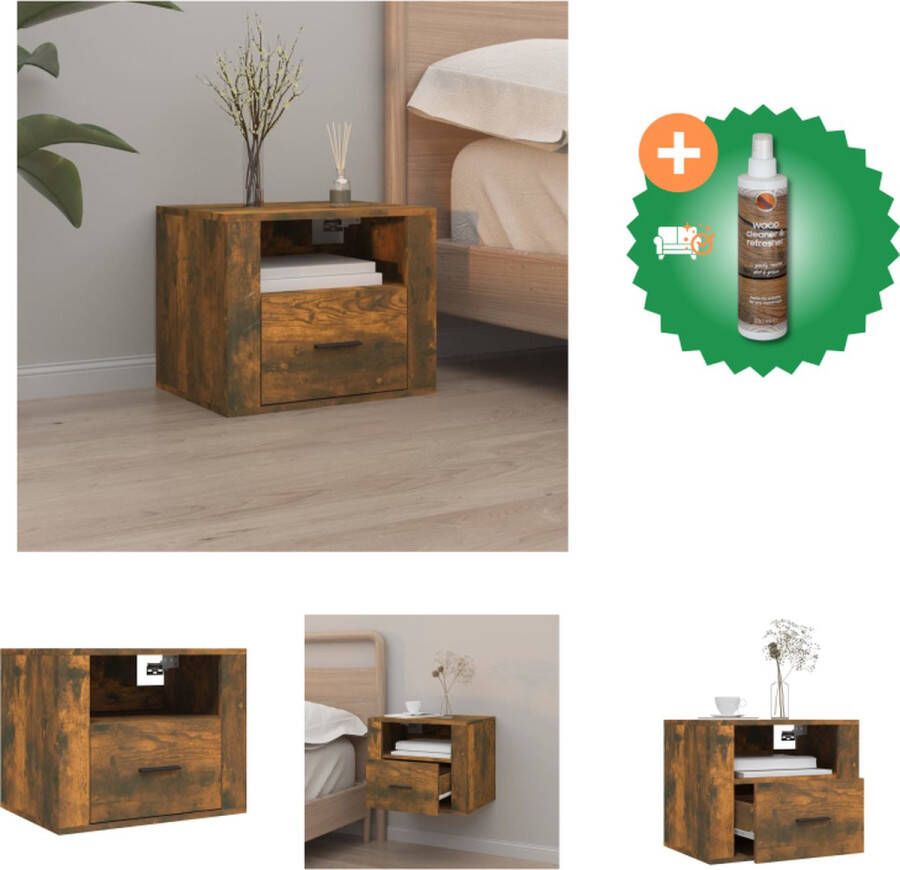 VidaXL Zwevend Nachtkastje Gerookt Eiken 50x36x40cm Duurzaam Bewerkt Hout Kast Inclusief Houtreiniger en verfrisser