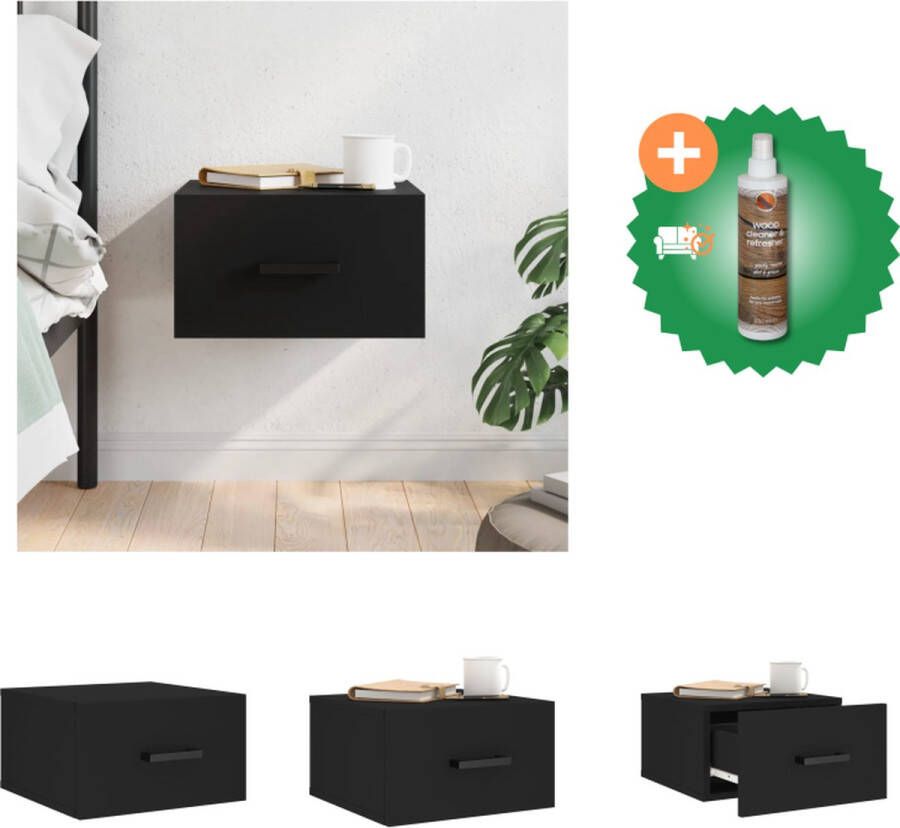 VidaXL zwevend nachtkastje Wandgemonteerd Zwart 35 x 35 x 20 cm Bewerkt hout Kast Inclusief Houtreiniger en verfrisser