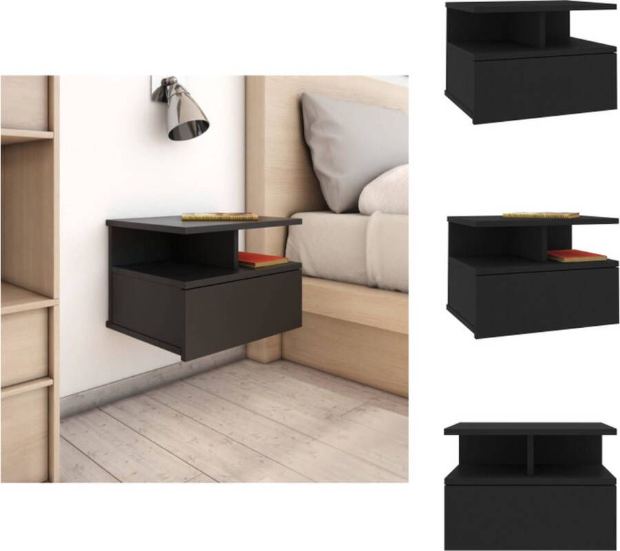 VidaXL Zwevend Nachtkastje Zwevende Nachtkastjes Wandgemonteerd Nachtkastje Wandgemonteerd Nachtkastjes Nachtkastje zwevend 40x31x27 cm bewerkt hout zwart