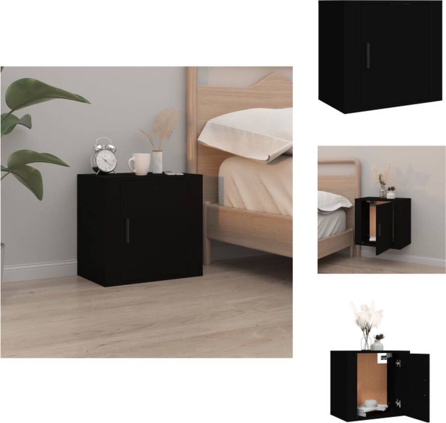 VidaXL Wandnachtkastje Wandnachtkastjes Wandgemonteerd Nachtkastje Wandgemonteerd Bedkastje Nachtkastje wandgemonteerd 50x30x47 cm zwart