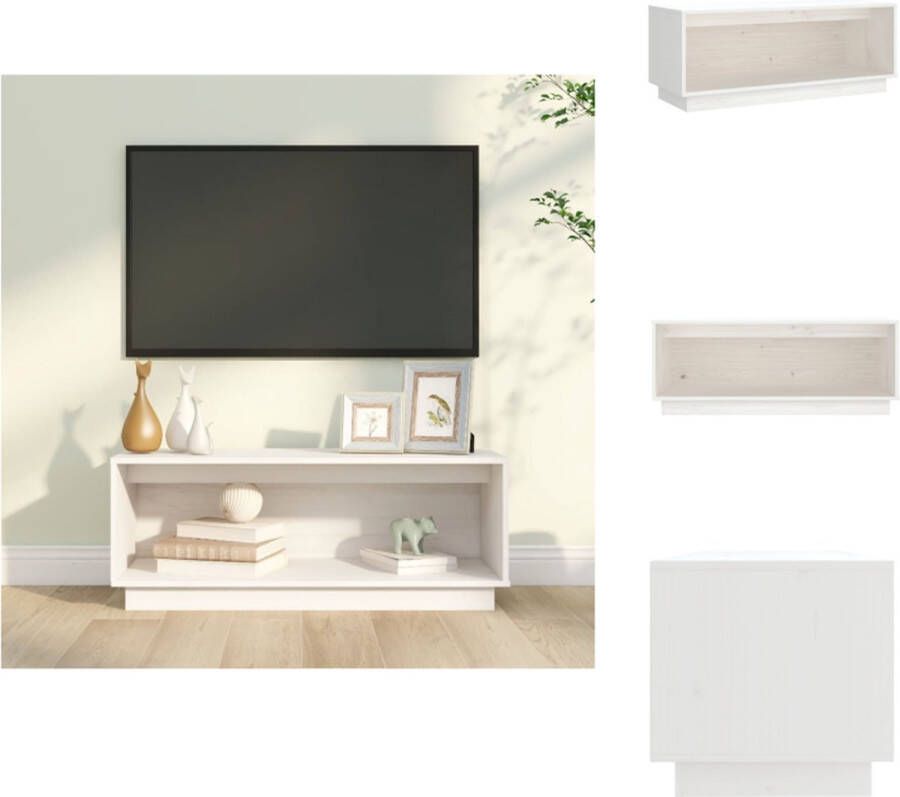 VidaXL Tv-kast Tv-kasten Tv-meubel Hifi-meubel Tv-meubel 90x35x35 cm massief grenenhout wit - Foto 2