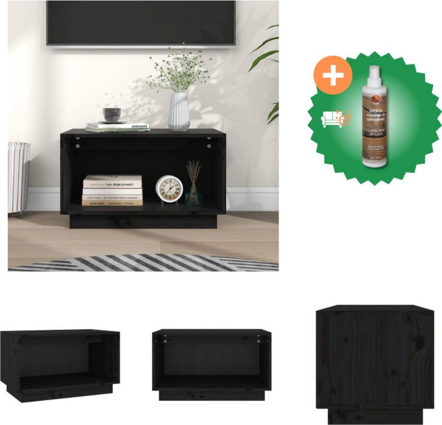 VidaXL Zwevend TV-meubel Massief Grenenhout 60 x 35 x 35 cm Zwart Kast Inclusief Houtreiniger en verfrisser