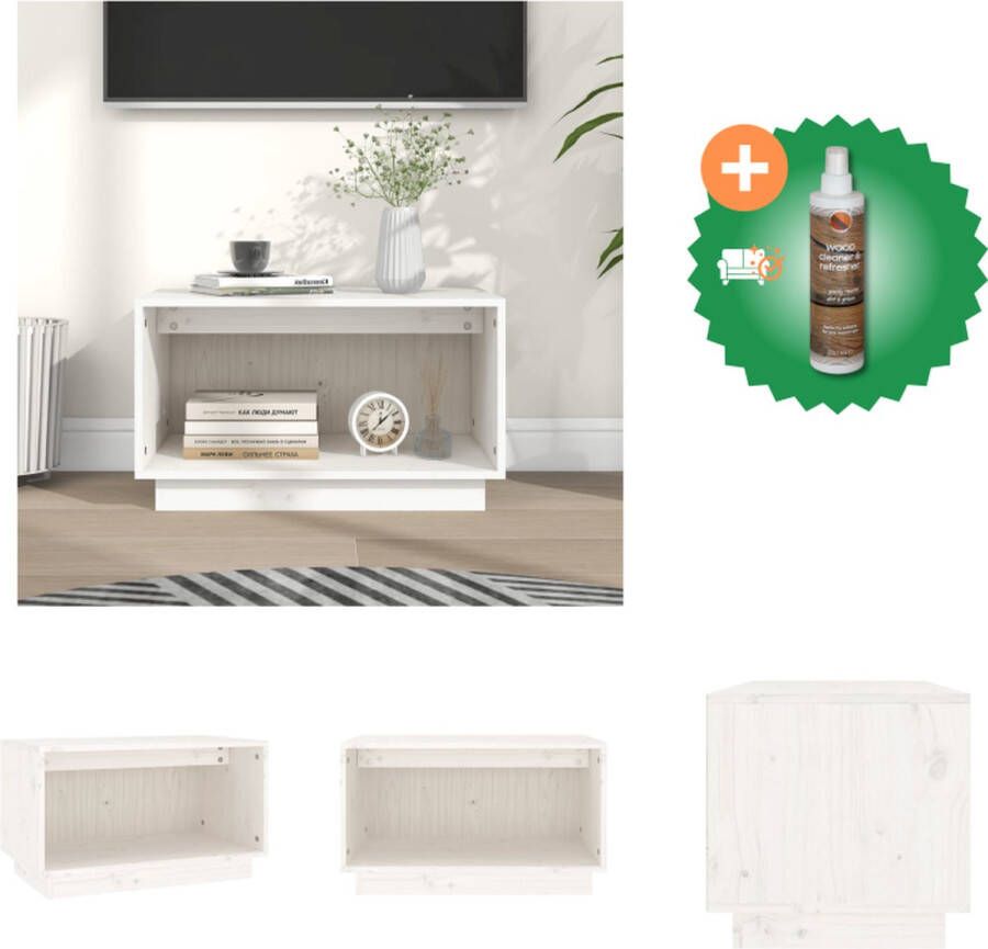 VidaXL Zwevend TV-meubel Wit 60 x 35 x 35 cm Massief grenenhout Kast Inclusief Houtreiniger en verfrisser