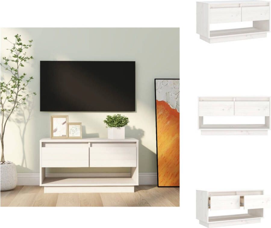 VidaXL Tv-kast Tv-kasten Tv-meubel Hifi-meubel Tv-meubel 74x34x40 cm massief grenenhout wit - Foto 2