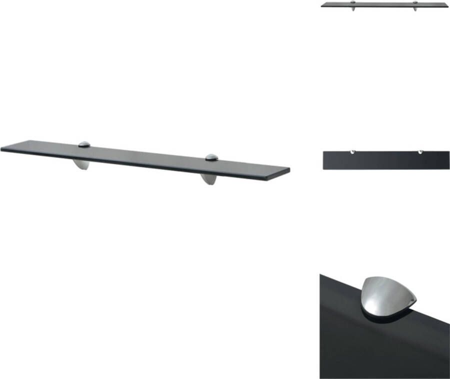 VidaXL zwevend wandplank zwart 70 x 10 cm gehard veiligheidsglas 10 kg draagvermogen Wandsteun
