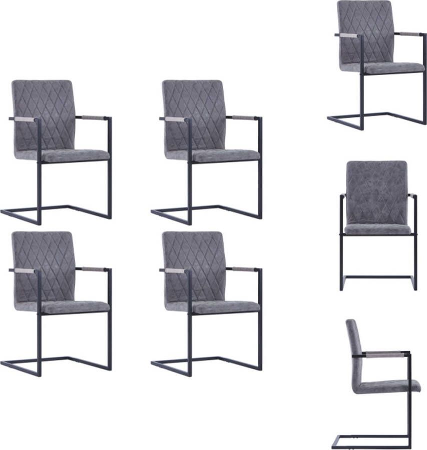 VidaXL Eetkamerstoel Eetkamerstoelen Bijzetstoel Bijzetstoelen Eetkamerstoelen 4 st kunstleer donkergrijs