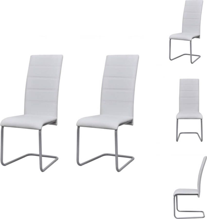 VidaXL Eetkamerstoel Eetkamerstoelen Bijzetstoel Bijzetstoelen Eetkamerstoelen 2 st kunstleer wit - Foto 3
