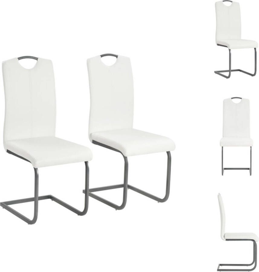 VidaXL Eetkamerstoel Eetkamerstoelen Bijzetstoel Bijzetstoelen Eetkamerstoelen 2 st kunstleer wit - Foto 2