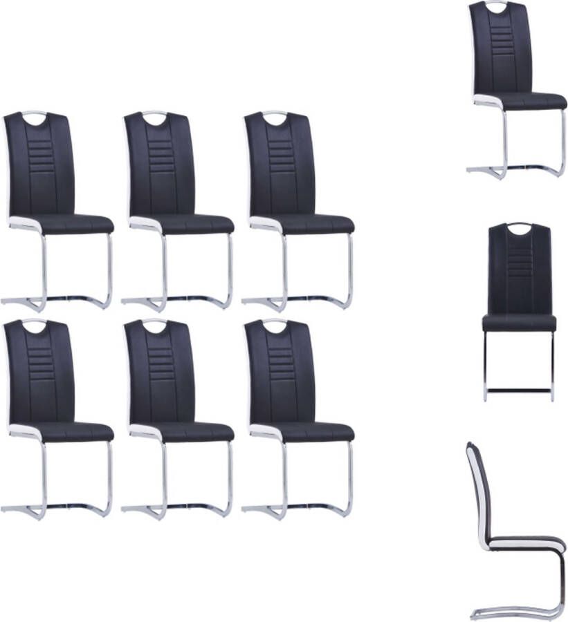 VidaXL Eetkamerstoelenset Zwarte Kunstleren Bekleding Stalen Frame 43 x 55 x 100 cm Set van 6 Eetkamerstoel - Foto 6