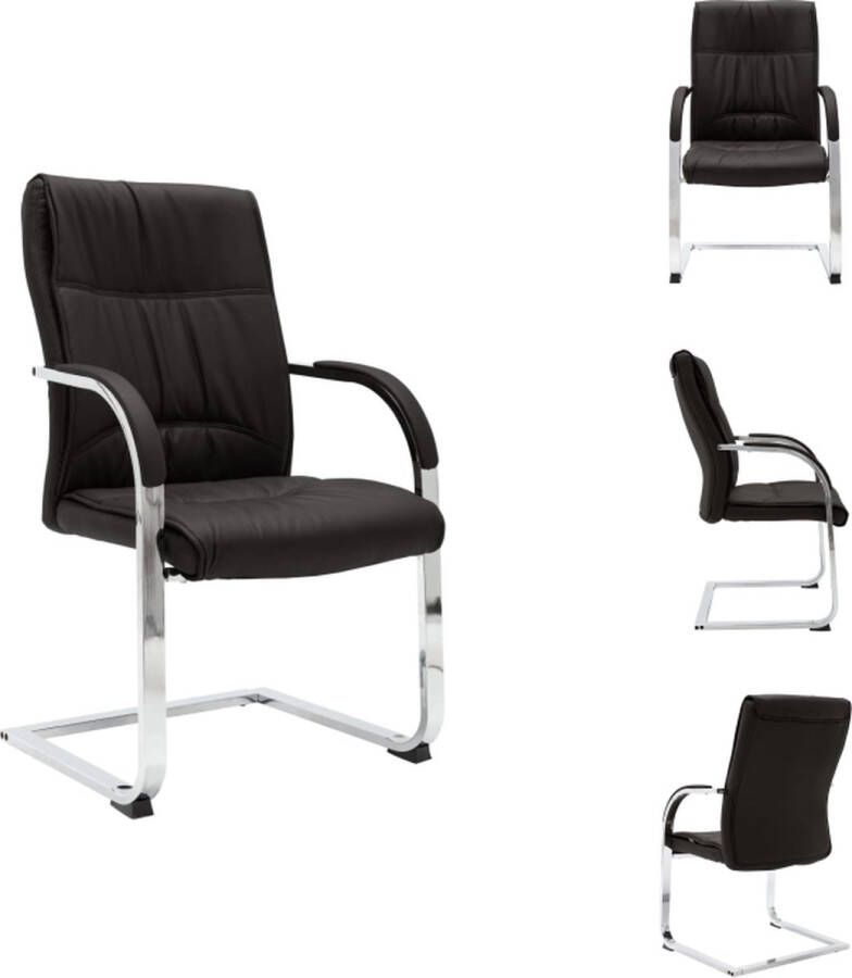 VidaXL Zwevende kantoorstoel Zwart Kunstleer 58x67.5x102cm Met armleuning Bureaustoel