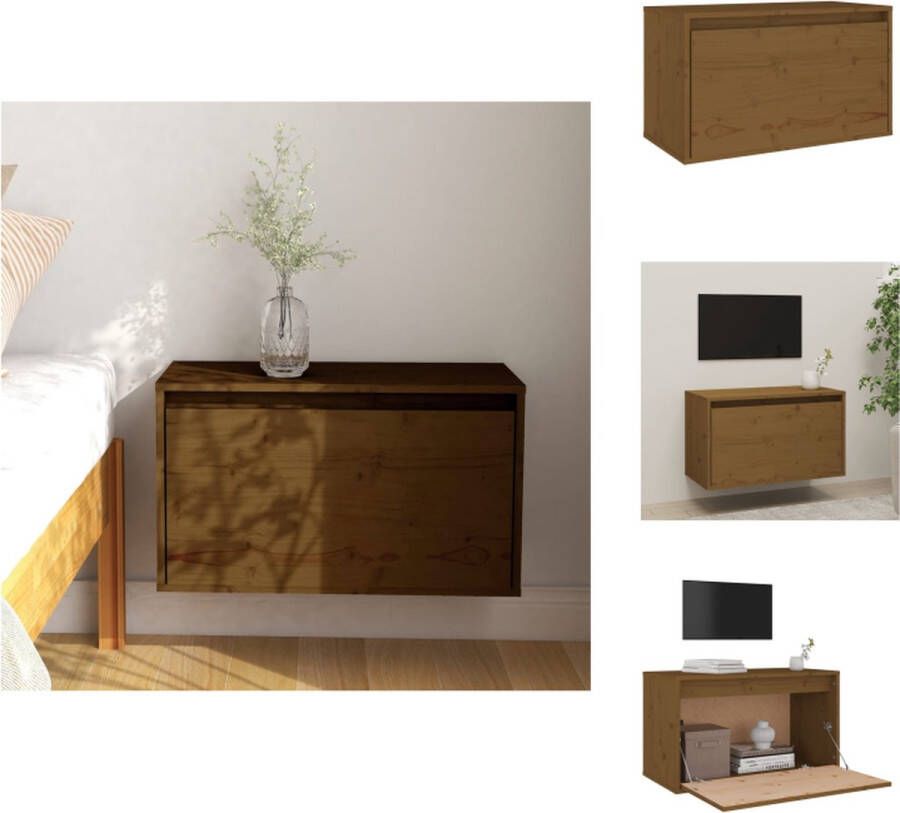 VidaXL Wandkast Wandkasten Hangkast Hangende Kast Wandkast 60x30x35 cm massief grenenhout honingbruin