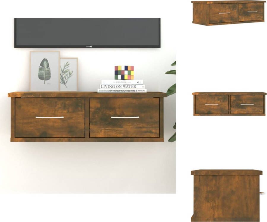 VidaXL Wandkast Wandkasten Hangkast Hangende Kast Wandkast 60x26x18-5 cm bewerkt hout gerookt eikenkleurig - Foto 2