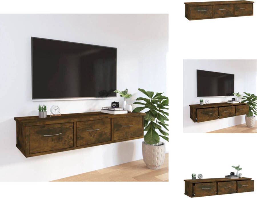 VidaXL Zwevende TV-Kast Gerookt Eiken 88 x 26 x 18.5 cm 3 lades Wandsteun